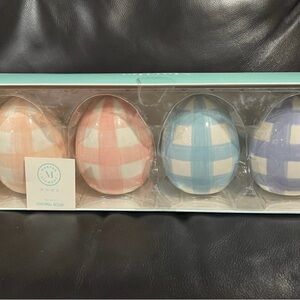 Martha Stewart Checkerboard Ceramic EASTER EGGS, Set of 4